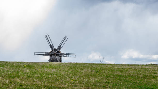 istock Old wooden Ukrainian windmill. 844012776