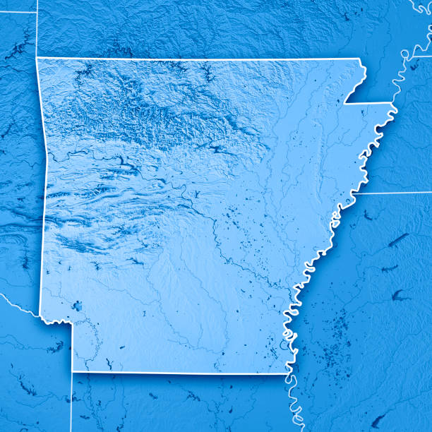 istock Arkansas State USA 3D Render Topographic Map Blue Border 844016674