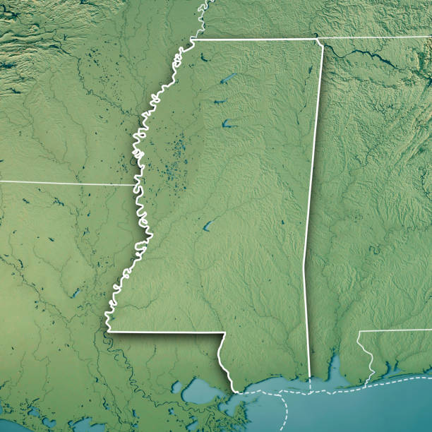 istock Mississippi State USA 3D Render Topographic Map Border 844016934