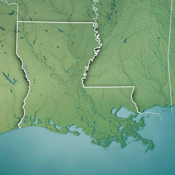 istock Louisiana State USA 3D Render Topographic Map Border 844020122