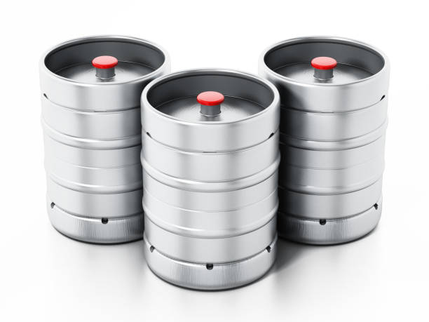 istock Metal beer kegs isolated on white 844023212