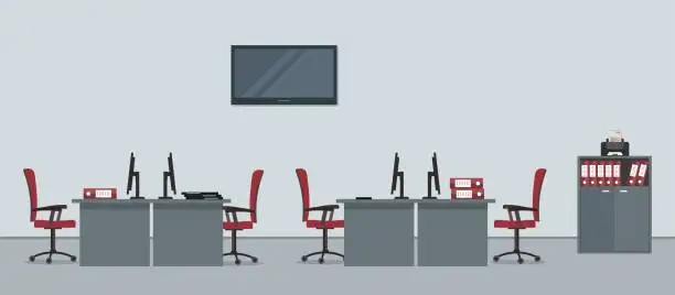 Vector illustration of Office room in a gray color