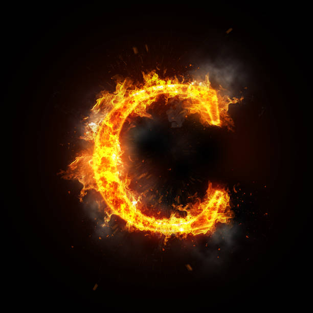 istock Fire letter C of burning flame 844027494
