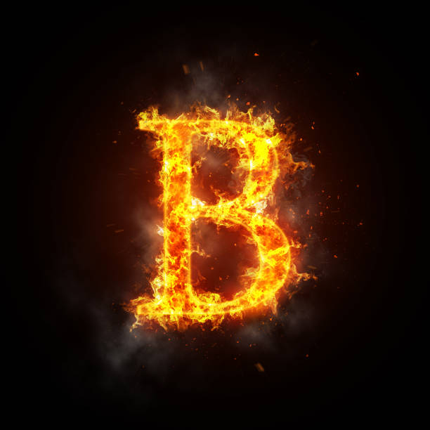 istock Fire letter B of burning flame. 844027506