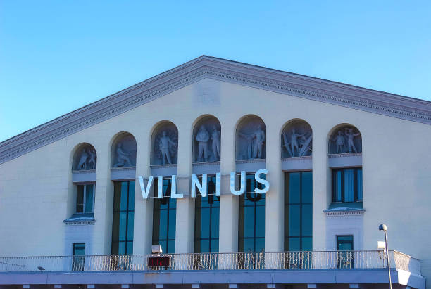 VIlnius, Lithuania - January 07, 2017: Vilnius airport at sunny day at VIlnius, Lithuania on January 07, 2017