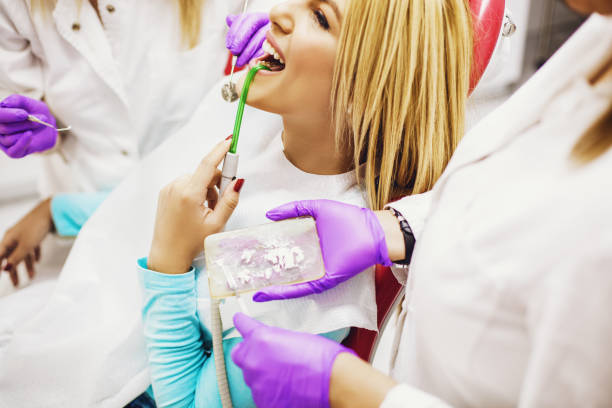 istock Blonde woman in dentist office 844028262