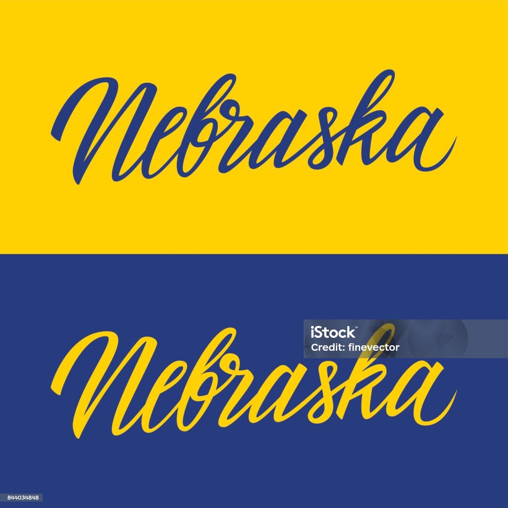 Nebraska In Cursive Handwritten Us State Name Nebraska Calligraphic Element For Your Design ...