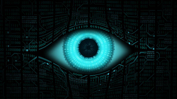 großer bruder elektronisches auge konzept, technologien für die globale überwachung, sicherheit von computersystemen und netzwerken - surveillance human eye security privacy stock-fotos und bilder