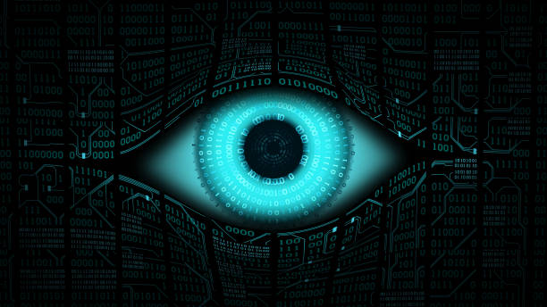 Big brother electronic eye concept, technologies for the global surveillance, security of computer systems and networks High-tech computer global surveillance big brother orwellian concept photos stock pictures, royalty-free photos & images