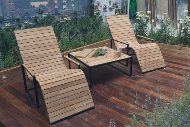 istock Natural wooden armchairs on patio for relaxation. Interior 844038948
