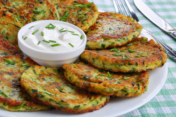 istock zucchini fritters on plate, top view 844040816