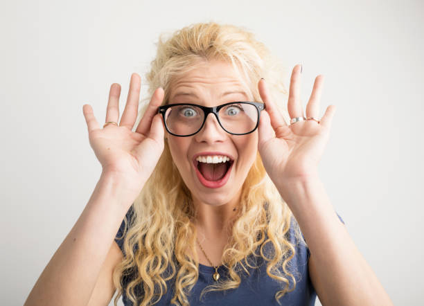 istock Happy woman with new optical glasses 844041248