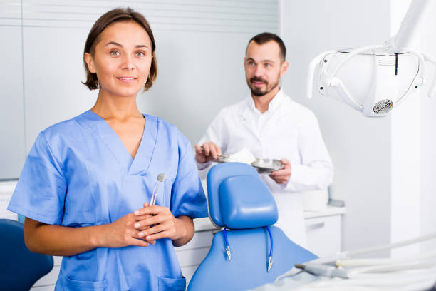istock Portrait of dentist and assistant 844046926