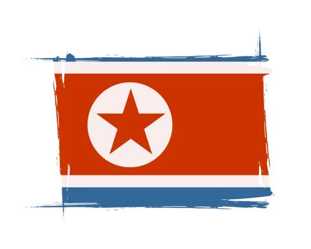 Vector illustration of North Korea grunge flag with little scratches