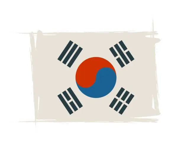 Vector illustration of South Korea grunge flag with little scratches