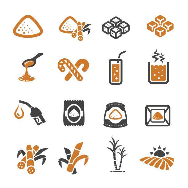 stockillustraties, clipart, cartoons en iconen met suikerriet-pictogram - caramel