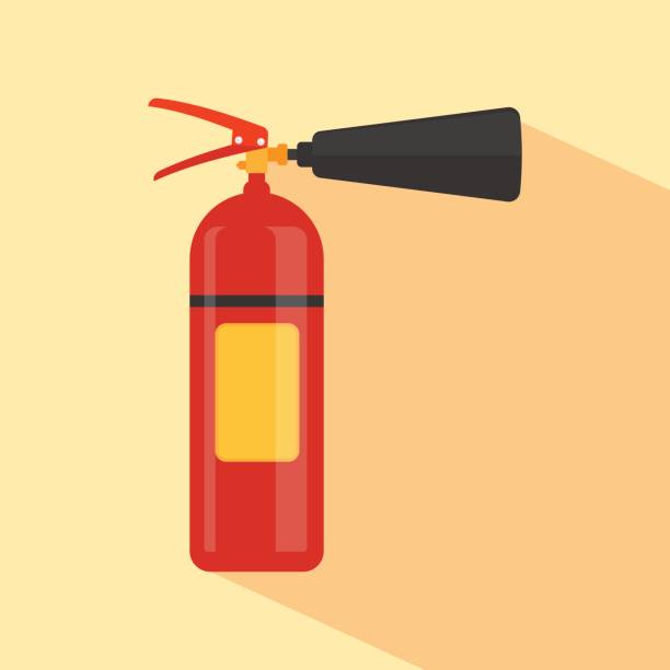ilustraciones, imágenes clip art, dibujos animados e iconos de stock de icono plano de extintor - hose clip