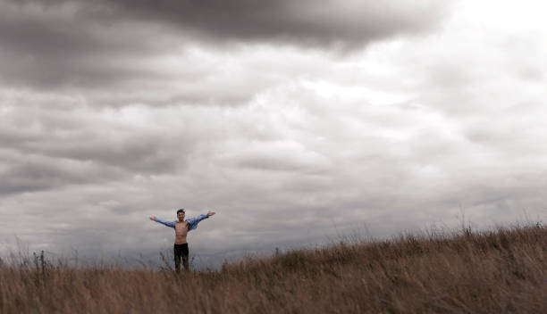 istock Man who feels free, looking at the horizon 844062392