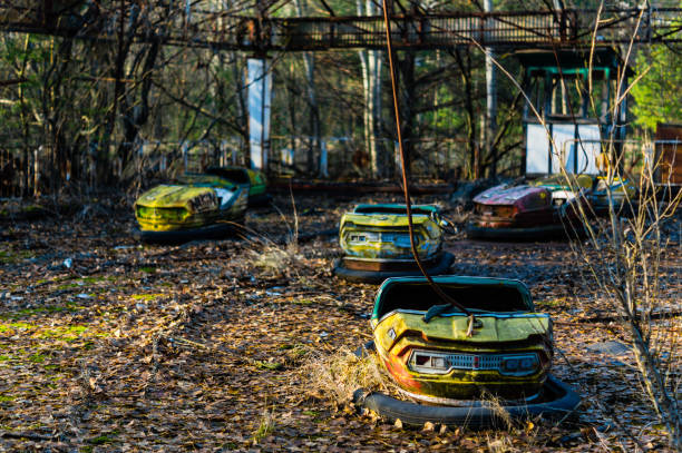 autodrome in Pripyat old broken autodrome after catastrophe in the pripyat pripyat city stock pictures, royalty-free photos & images