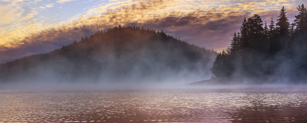 istock Morning mist by the lake 844078086
