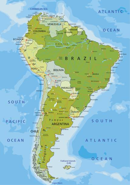 Physical Map Of South America In Spanish How Big Is The Spanish Highly Detailed Editable Political Map With Separated Layers South America 