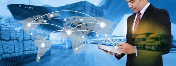 istock Management logistics of Industrial Container Cargo for Import Export business.Logistic Import Export background (Elements of this image furnished by NASA) 844080776