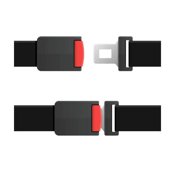 Vector illustration of Seatbelt. Open and Closed Set. Vector