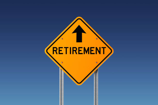 istock Yellow Retirement Ahead Traffic Sign on Blue Sky 844088028
