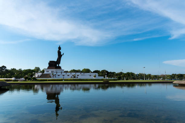 istock Buddhamonthon is place for Buddhist Dharma with blue sky in the morning. 844098836