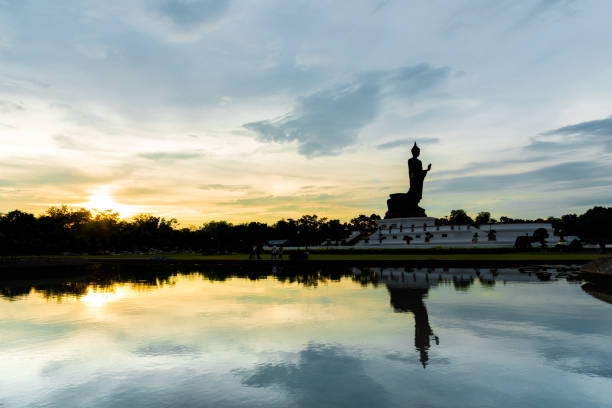 istock Phutthamonthon is place for Buddhist Dharma with blue sky and sunset. 844099986