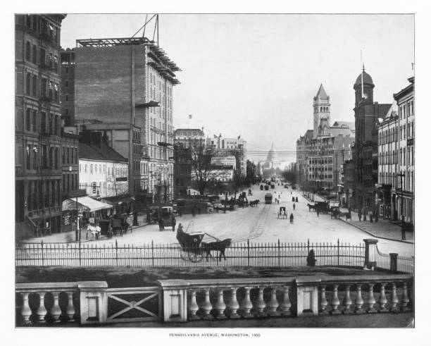 pennsylvania avenue, washington, d.c., états-unis, antique american photo, 1900 - 1900 century photos et images de collection