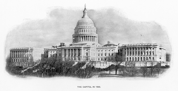 Antique American Photograph: The U.S. Capitol, Washington, D.C., United States, 1900: Original edition from my own archives. Copyright has expired on this artwork. Digitally restored. Historic photos shows the U.S. Capitol in 1900 and was featured as part of the Washington D.C. Centennial Celebration.