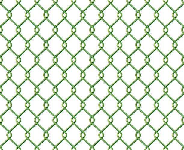 illustrations, cliparts, dessins animés et icônes de grillage vert transparent - green fence chainlink fence wall