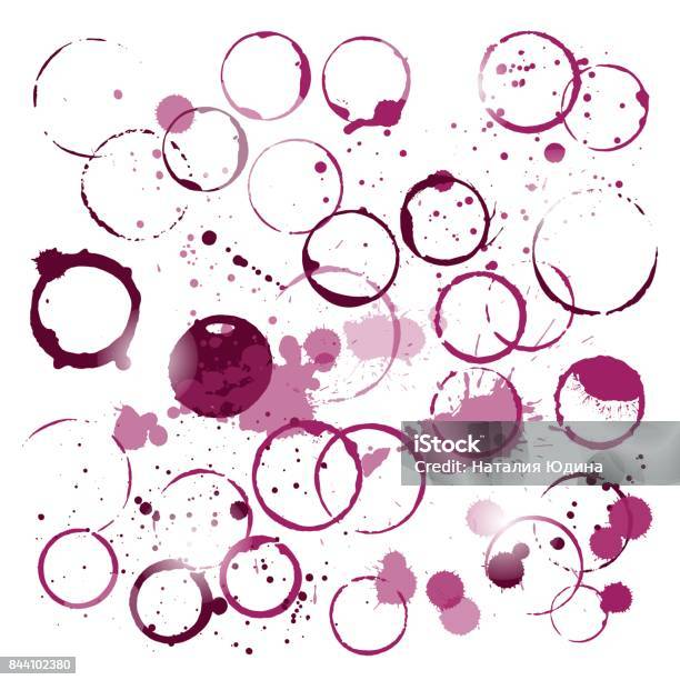 Set Of Wine Stains And Splatters Hand Drawn Illustration Vector Collection Stock Illustration - Download Image Now
