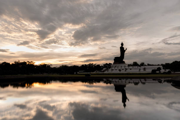 istock Phutthamonthon is place for Buddhist Dharma with blue sky and sunset. 844105864