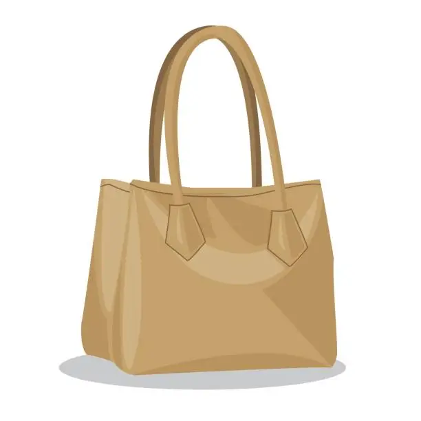 Vector illustration of beige purse lady fashion style