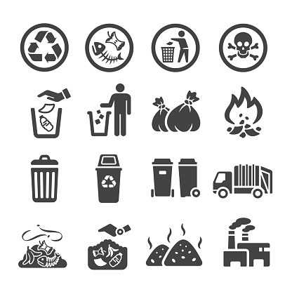 waste,garbage icon set,vector illustration