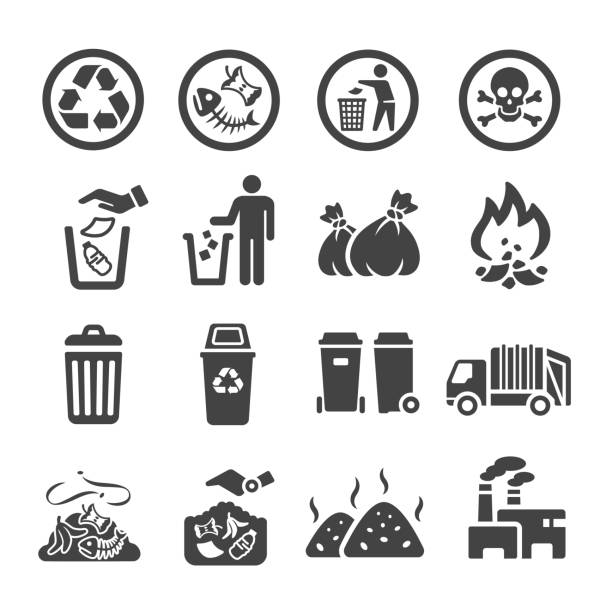 garbag icon waste,garbage icon set,vector illustration pollution stock illustrations