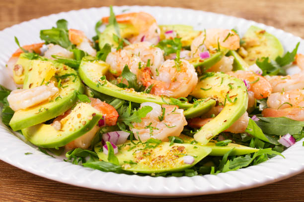 istock Shrimp salad with avocado and arugula 844117442