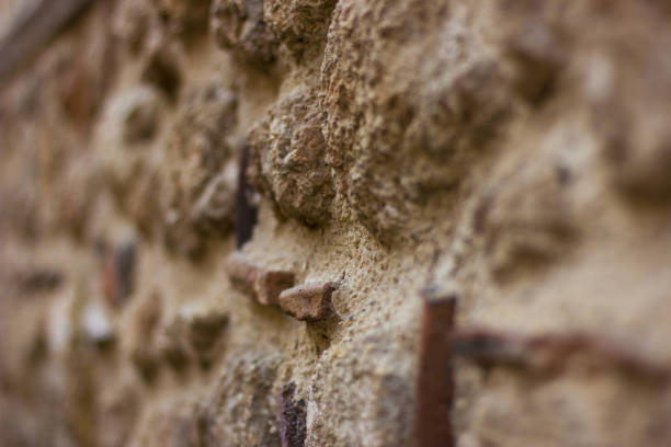 Old aged facade wall. Stone texture. Antalya