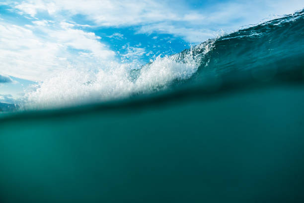 istock Blue wave in ocean. Clear wave and sun light in morning 844120482