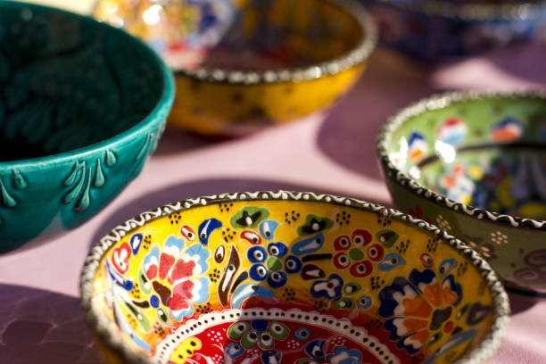 istock Traditional turkish ceramic dishes and tableware from the market 844124540