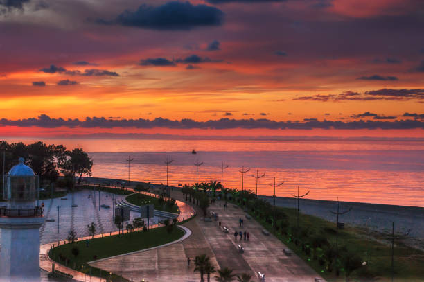 istock Tropical seafront on sunset, Batumi, Georgia 844126386