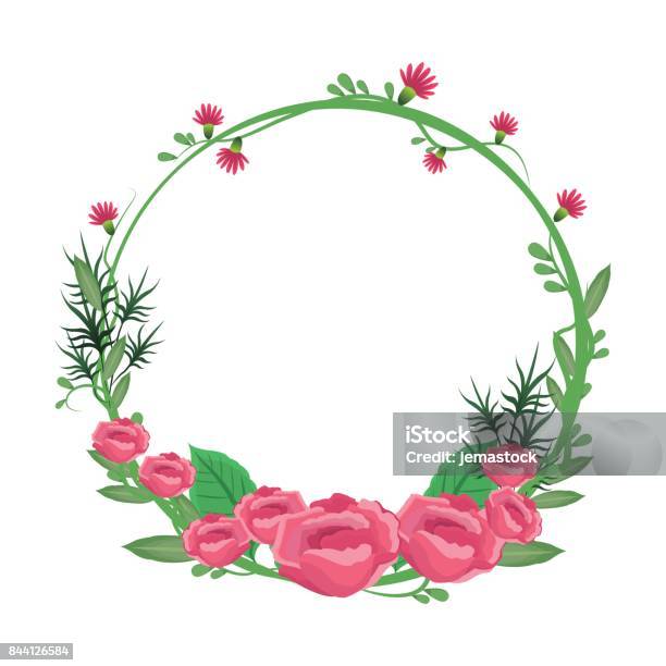 Round Roses Flower Frame Flower Round Frame Wreath Roses Flowery Stock Illustration - Download ...
