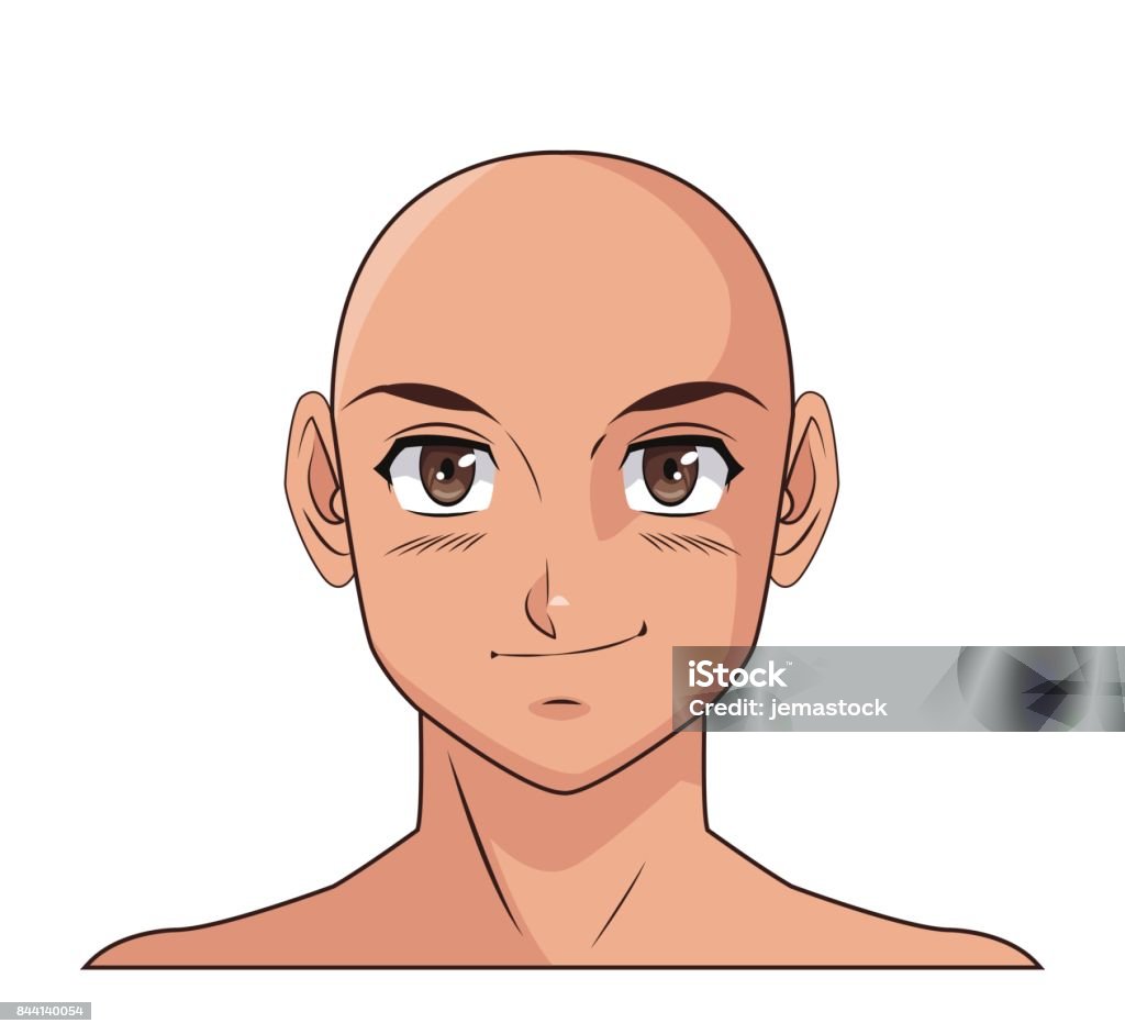 Vetores de Retrato Rosto Mangá Anime Masculino Careca Sorrindo e mais  imagens de Estilo Mangá - iStock
