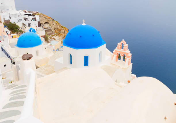 istock view of caldera with blue domes, Santorini 844140064
