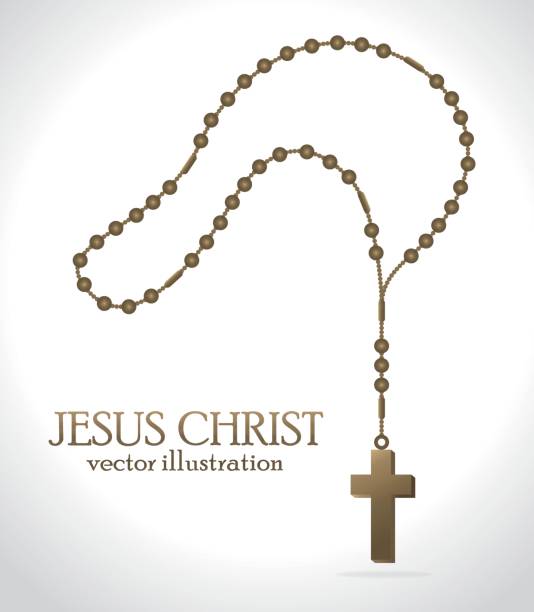 święta księga biblijna - rosary beads bible prayer beads catholicism stock illustrations