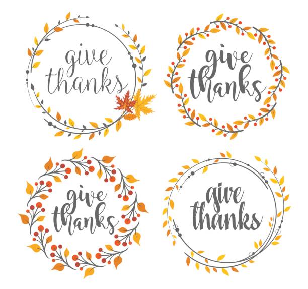 Thanksgiving greeting badges Vector illustration of the thanksgiving greeting badges signature collection stock illustrations