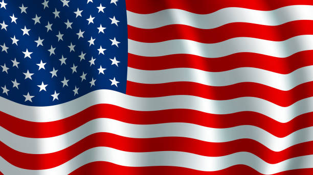 illustrazioni stock, clip art, cartoni animati e icone di tendenza di bandiera vettoriale degli stati uniti. simbolo nazionale americano - american flag flag usa waving