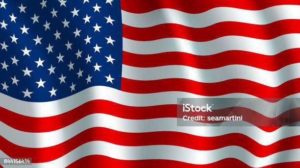 Vector Flag Of Usa American National Symbol Stock Illustration - Download Image Now - American Flag, Waving - Gesture, Flag